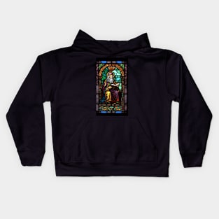 Stained Glass Style Wizzard Reading A Book Kids Hoodie